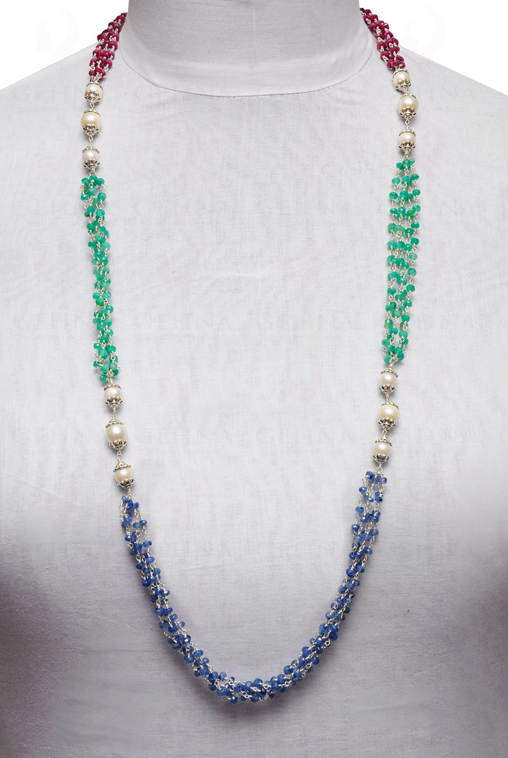 Sapphire Faceted Bead Knotted Chain 