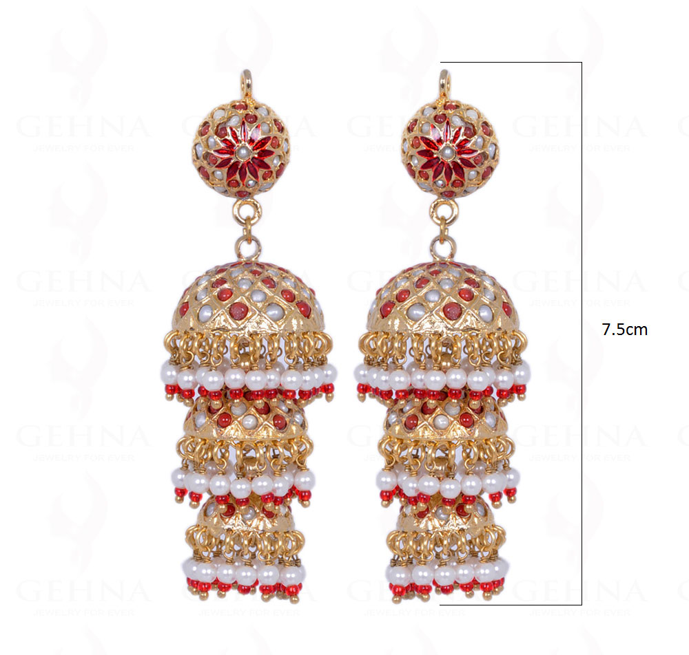 PEARL BEAD WITH PEARL STUDDED JHUMKI STYLE EARRINGS LE011096 | eBay