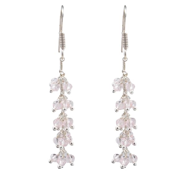 Pink Kunzite Zircon Beads Earrings CE-1001