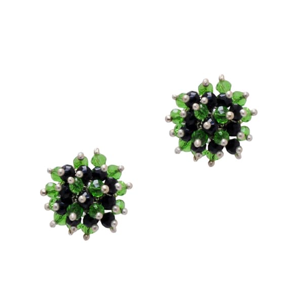 T-Savorite & Black Spinel Zircon Beads Earrings CE-1016