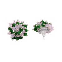 Rose Quartz & Emerald Zircon Beads Earrings CE-1023 photo 3