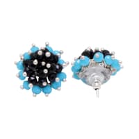 Black Spinel & Turquoise Zircon Beads Earrings CE-1025 photo 3