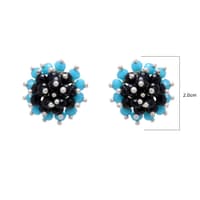 Black Spinel & Turquoise Zircon Beads Earrings CE-1025 photo 4