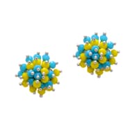 Turquoise & Yellow Jasper Zircon Beads Earrings CE-1026 photo 1