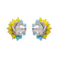 Turquoise & Yellow Jasper Zircon Beads Earrings CE-1026 photo 2