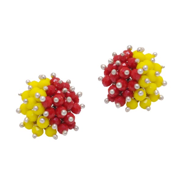 Ruby & Chalcedony Zircon Beads Earrings CE-1029