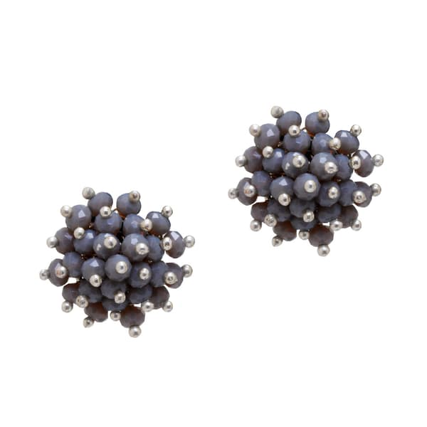 Grey Color Corundum Zircon Beads Earrings CE-1035