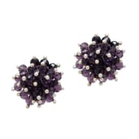 Amethyst Zircon Beads Earrings (Tops) CE-1038 photo 1
