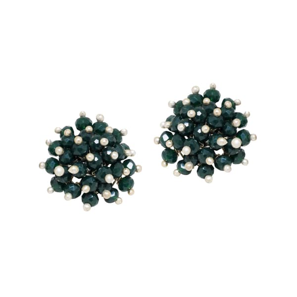 Dark Color Emerald Zircon Beads Earrings CE-1044