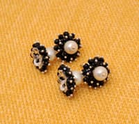 Pearl & Black Spinel Zircon Beads Earrings CE-1056 photo 2