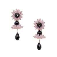 Rose Quartz & Black Spinel Zircon Beads Earrings CE-1057 photo 1