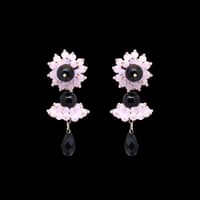 Rose Quartz & Black Spinel Zircon Beads Earrings CE-1057 photo 3