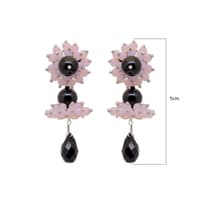 Rose Quartz & Black Spinel Zircon Beads Earrings CE-1057 photo 4