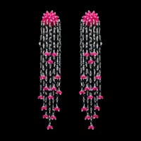 Pink Chalcedony & Black Spinel Zircon Beads Earrings CE-1062 photo 3