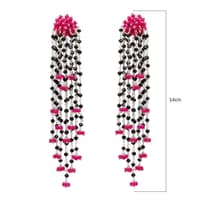Pink Chalcedony & Black Spinel Zircon Beads Earrings CE-1062 photo 4