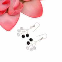 Black Spinel & Rock-Crystal Zircon Beads Earrings CE-1063 photo 2