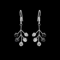 Black Spinel & Rock-Crystal Zircon Beads Earrings CE-1063 photo 4