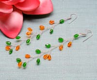T-Savorite & Mandarin Garnet Zircon Beads Earrings CE-1064 photo 3