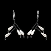 Pearl & Black Spinel Color Stone Bead Earrings CE-1065 photo 3
