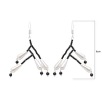 Pearl & Black Spinel Color Stone Bead Earrings CE-1065 photo 4