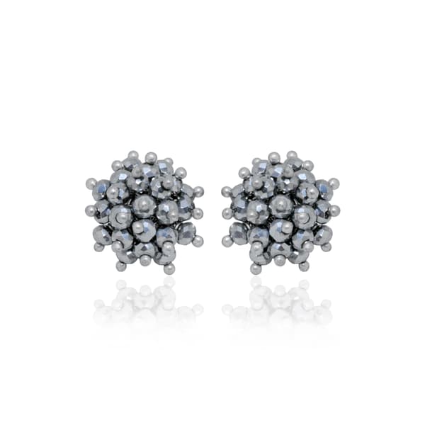Silver Pyrite Zircon Beads Earrings (Tops) CE-1069