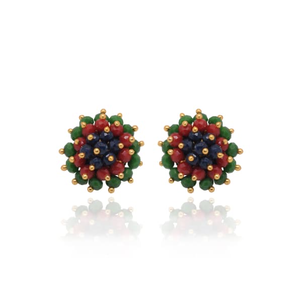 Emerald Ruby Sapphire Zircon Beads Earrings CE-1077
