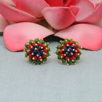 Emerald Ruby Sapphire Zircon Beads Earrings CE-1077 photo 4