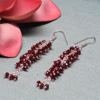 Red Garnet Color Zircon Bead Earrings CE-1080 photo 2