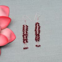 Red Garnet Color Zircon Bead Earrings CE-1080 photo 3
