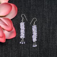 Rose Quartz Color Zircon Bead Earrings CE-1081 photo 2