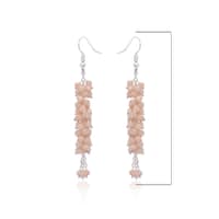 Elegant Peach Beaded Cascade Earrings with Silver-Tone Chain CE-1085 photo 3