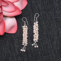 Elegant Peach Beaded Cascade Earrings with Silver-Tone Chain CE-1085 photo 4