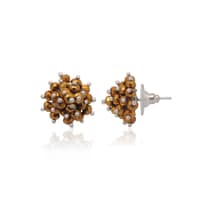 Golden Pyrite Color Beaded Stud Style Earrings CE-1091 photo 1