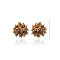 Golden Pyrite Color Beaded Stud Style Earrings CE-1091 photo 2