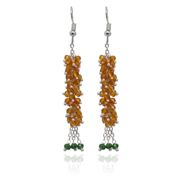 Citrine & T-Savorite Color Beaded Dangle/Drop Earrings CE-1092