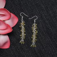 Lemon Topaz Color Beaded Dangle Drop Style Earrings CE-1093 photo 2