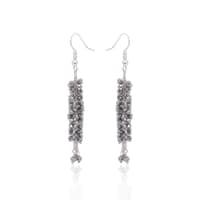 Silver pyrite Color Beaded Dangle Drop Style Earrings CE-1094 photo 1