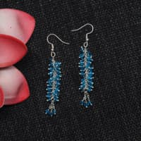 Blue Topaz Color Beaded Dangle Drop Style Earrings CE-1095 photo 3