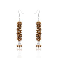 Golden Pyrite Color Beaded Dangle Drop Style Earrings CE-1097 photo 1