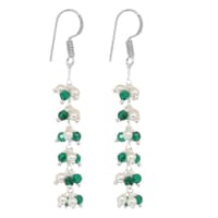 Pearl & Emerald Green Beaded Earrings CE-1100 photo 1