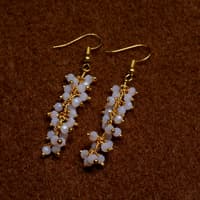 Rose Quartz Color Beaded Dangle Drop Style Earrings  CE-1101 photo 2