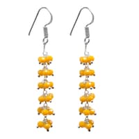 Mustard Yellow Color Beaded Dangle Drop Style Earrings CE-1102 photo 1