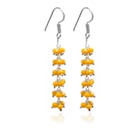 Mustard Yellow Color Beaded Dangle Drop Style Earrings CE-1102 photo 2