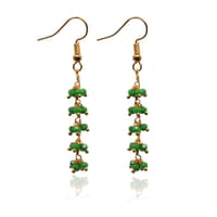 Emerald Green Zircon Beads Dangle Drop Style Earrings CE-1112 photo 1