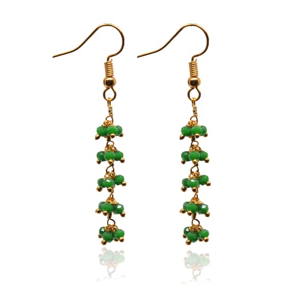Emerald Green Zircon Beads Dangle Drop Style Earrings CE-1112