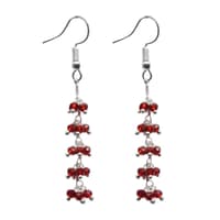 Ruby Red Zircon Beads Dangle Drop Style Earrings CE-1115 photo 1