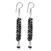 Black Spinel Zircon Beads Dangle Drop Style Earrings CE-1121 photo 1