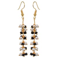 Pearl & Black Onyx Zircon Beads Dangle Style Earrings CE-1131 photo 2