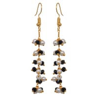 Pearl & Black Onyx Zircon Beads Dangle Style Earrings CE-1131 photo 3