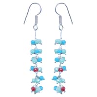 Multicolor Chalcedony Zircon Beads Dangle Drop Style Earrings CE-1134 photo 1